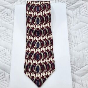 New Haven Neckwear Necktie Mens Silk 56"‎ Blue Brown Maroon Geometric Patterned